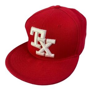 Pit Bull Texas TX Baseball Cap Red White‎ Fitted Flat Bill Embroidered Hat Large
